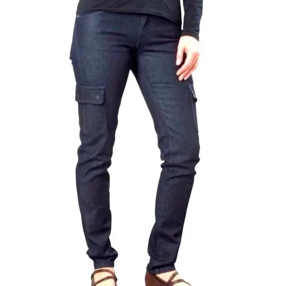 PATAGONIA Organic Cotton Stretch Slim Fit Midrise Indigo Cargo Jeans Size 25 - Picture 1 of 10